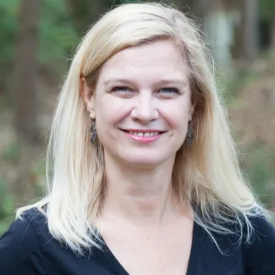 Blonde woman headshot